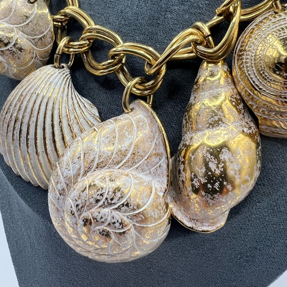 Vintage sea shell necklace with gold by Fernando Originals signed - Picture 3 of 10